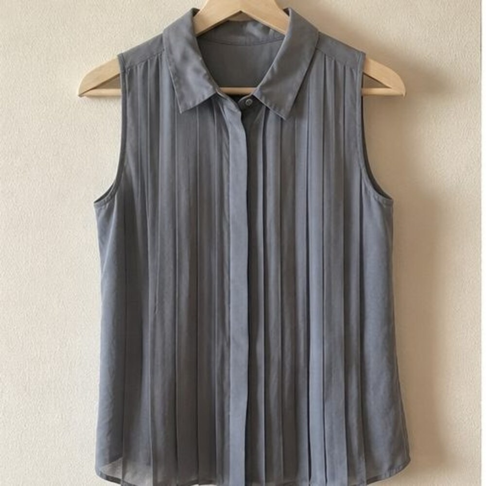Gray Pleated Blouse